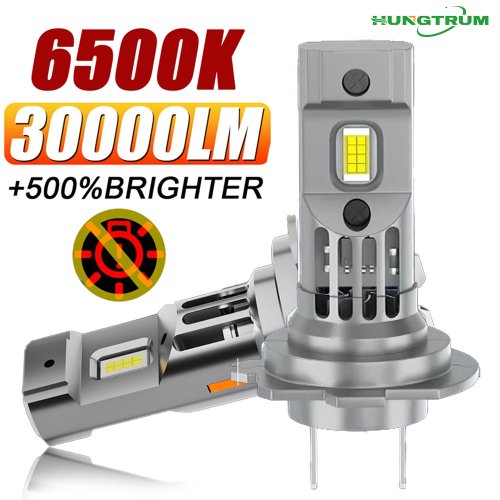 Imagen de Bombillas LED H7 CANBUS para Faros de Coche, 6000K Blanco Frío, Sin Errores, con Ventilador de Enfriamiento, Diseño Miniatura Inalámbrico, Alta Potencia y Durabilidad