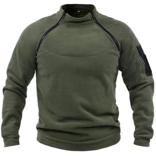 Herren Sweatshirt aus Polarfleece – Warm, Atmungsaktiv und Taktisch mit Stehkragen und Langen Ärmeln für Outdoor-Aktivitäten