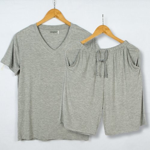 Image of Ultra-Soft Modal Summer Sleepwear Set for Men – Breathable Short Sleeve Pajama Tops & Matching Shorts in Plus Sizes Up to 6XL