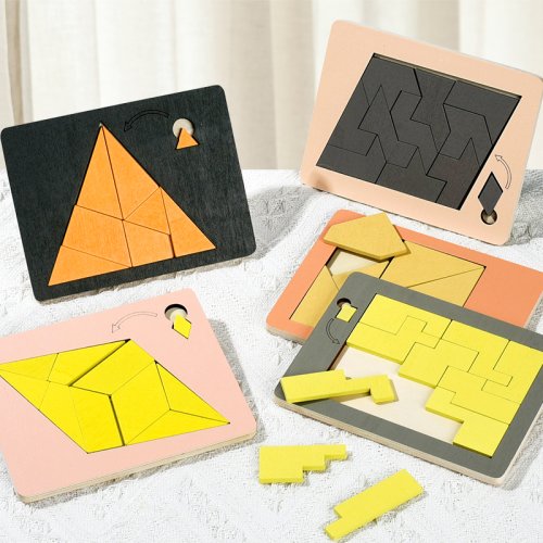Immagine di Puzzle Geometrici in Legno: Sfida Impossibile per Allenare la Mente e Stimolare l'Intelligenza di Adulti e Bambini