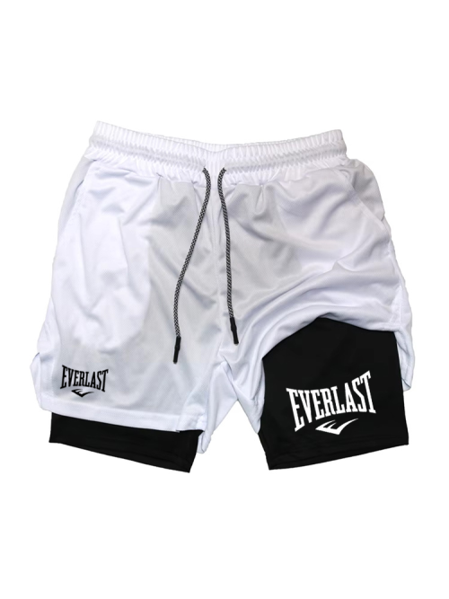 Immagine di Nuovi pantaloncini a doppio strato con stampa da uomo estivi palestra fitness corsa allenamento traspirante 2 in 1 sport casual