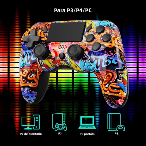 Imagen de Controlador Inalámbrico Bluetooth con Giroscopio de 6 Ejes para PS4, PC, Android y Dispositivos iOS - Gamepad con Panel Táctil, Vibración Dual y Conexión Inalámbrica