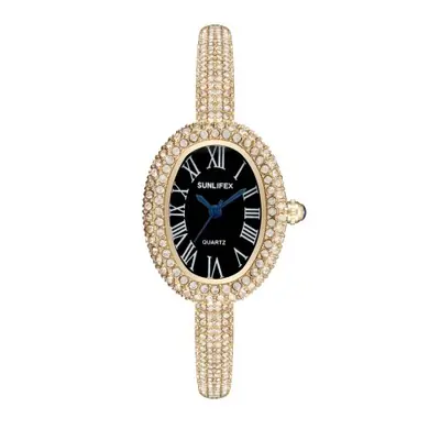 Image de Montre Femme Élégante avec Strass et Chiffres Romains