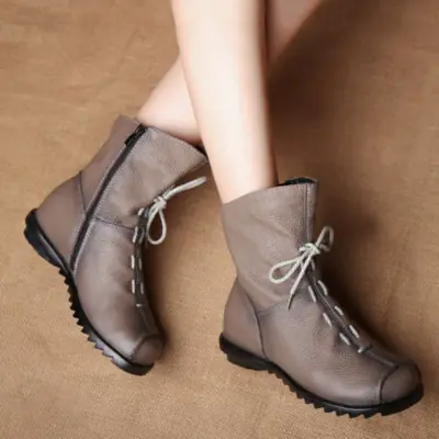 Image de Bottes d'Hiver Femme Cuir Véritable - Chaudes & Imperméables