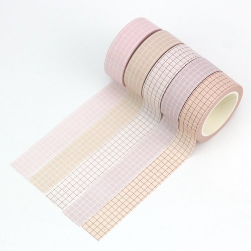 Imagen de Cintas Washi Pastel y Rejilla Decorativa - Ideal para Scrapbooking