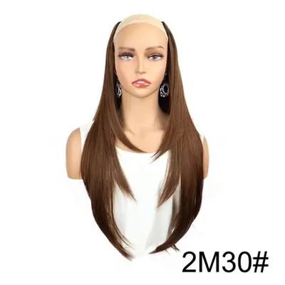 Image de Perruque Synthétique Longue 22 Pouces - Extensions de Cheveux Raides avec Clips