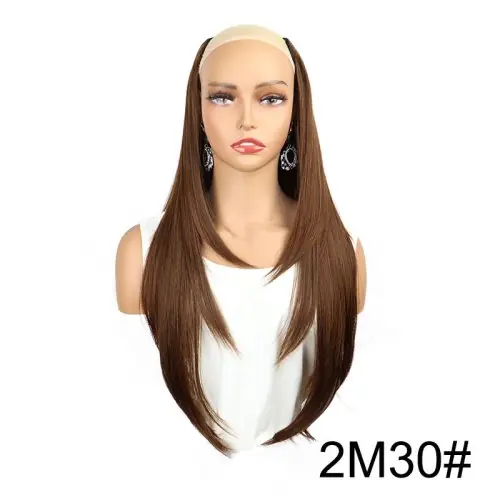Image de Perruque Synthétique Longue 22 Pouces - Extensions de Cheveux Raides avec Clips