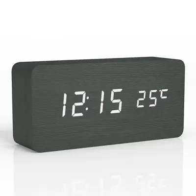 Image de Réveil LED en Bois avec Température