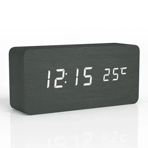 Image de Réveil LED en Bois avec Température