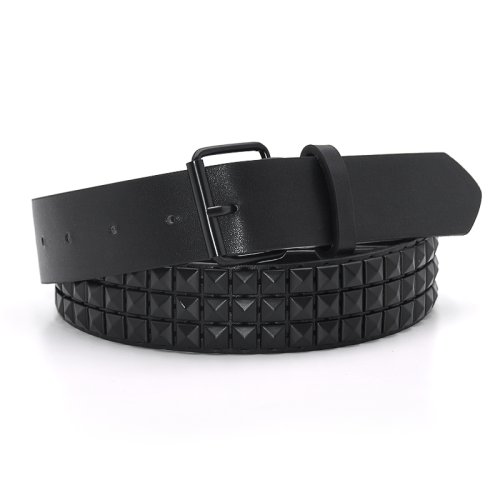 Afbeelding van Mode klinknagel riem heren dames riem met studs punk rock met pingesp drop shipping zwart