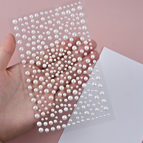 Bild von 3D Weiße Perlen Augen-Tattoo Aufkleber – Glamouröser Make-up-Accessoire