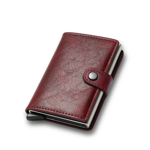 Imagen de DIENQI, tarjetero anti Rfid para tarjetas bancarias, billeteras para hombre, tarjetero de cuero marr...