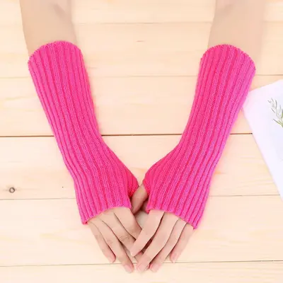 Image de Gants sans doigts tricotés gothique kawaii blanc noir Harajuku