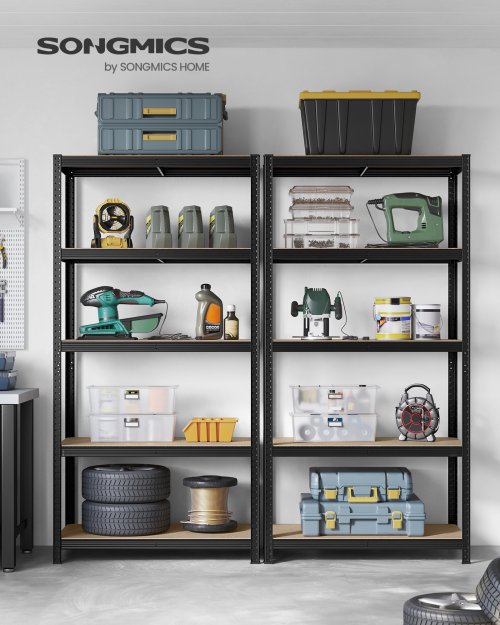 Image of SONGMICS Shelving Unit, 50 x 100 x 200 cm, 875 kg Load Capacity (175 kg per Shelf), Industrial, Adjustable Storage Shelves