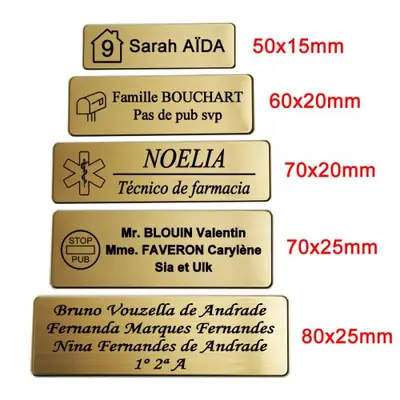 Broche personnalisée avec logo gravé - Plaque d'identification en acier inoxydable