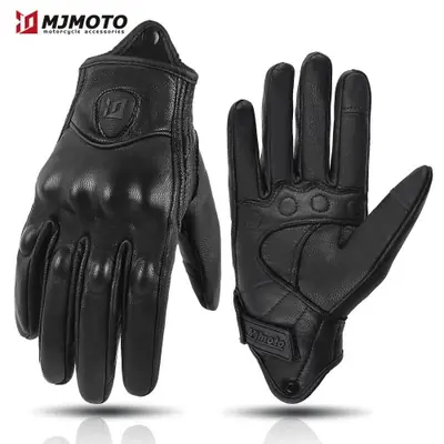 Image de Gants Moto Cuir Perforé Rétro - Hommes & Femmes