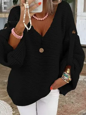 Image de Pull Col V Élégant Hiver - Chaud & Raffiné