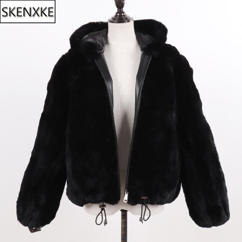 Image de Manteau en Fourrure de Lapin Rex Véritable - Chaud & Élégant