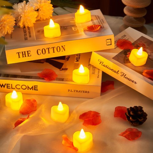 Imagen de Velas LED sin llama con luz cálida blanca, pack de 24 unidades, lámparas de té decorativas para Navidad, bodas y Halloween