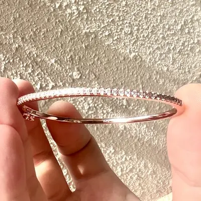 Image de Bracelet en Argent Sterling 925 Or Rose avec Diamants - Élégance Féminine