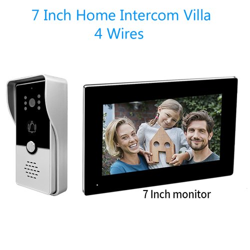 Sistema de Videoportero con Monitor Interior de 7 Pulgadas, Cámara de Portero Visual y Timbre de Puerta IP para Casa, Villa o Apartamento