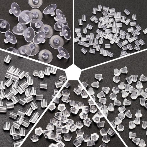 Immagine di Tappi per Orecchini in Silicone Rotondo - 200 o 2000 Pezzi, Tappi Posteriori per Orecchini Fai da Te, Accessori per Creazione di Gioielli