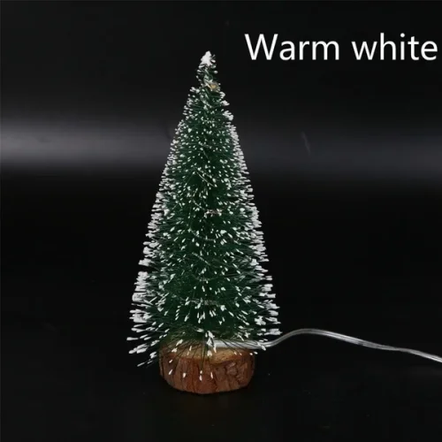 Zdjęcie 1szt LED Light Mini sztuczne choinki Dekoracje Festiwalowe Miniaturowe Snow Frost Xmas Tree Decor 4Sizes