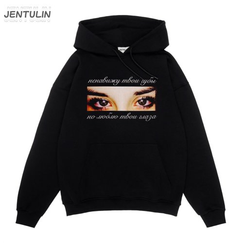 Immagine di Felpa Harajuku Oversize con Stampa Occhi - Streetwear Maschile Y2K