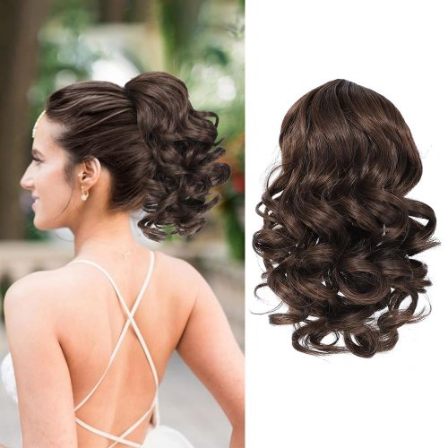 Korte krullende paardenstaartextensies met trekkoord Synthetische clip-in haarextensies Elegant voor dagelijks gebruik Haaraccessoires