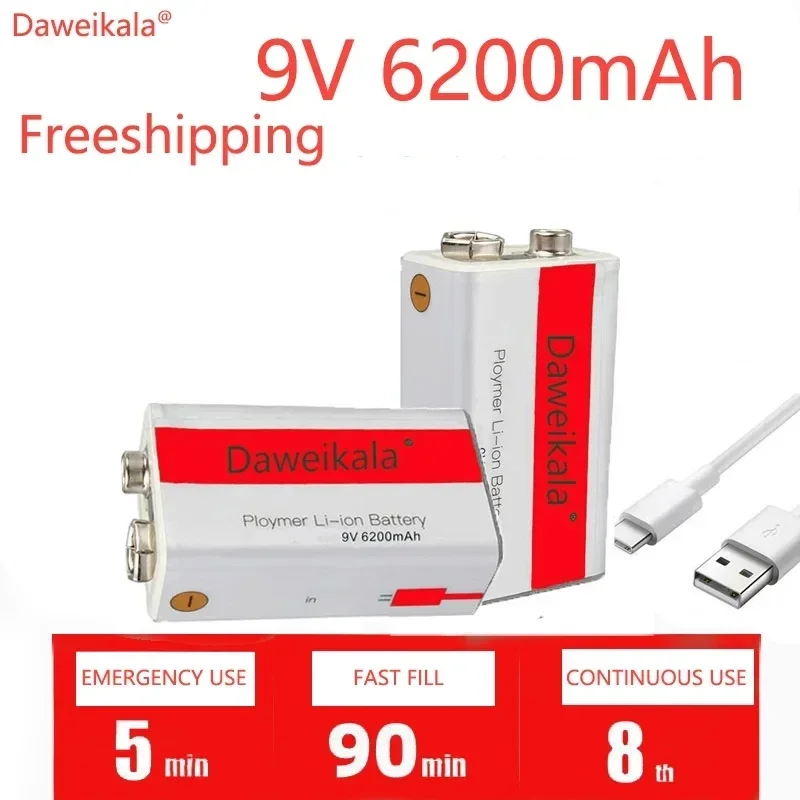 Image de Batterie Rechargeable 9V 6200mAh - Puissance Longue Durée