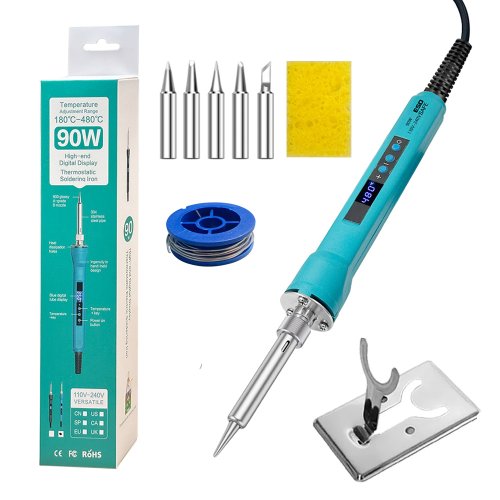 Image of Professional 90-100W Digital Soldering Iron Set with Adjustable Temperature Control from 180°C to 600°C – Complete Repair and Welding Tool Kit for Electronics and DIY Projects