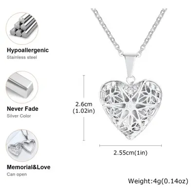 Image de Médaillon Cœur Ouvrable - Collier en Acier Inoxydable