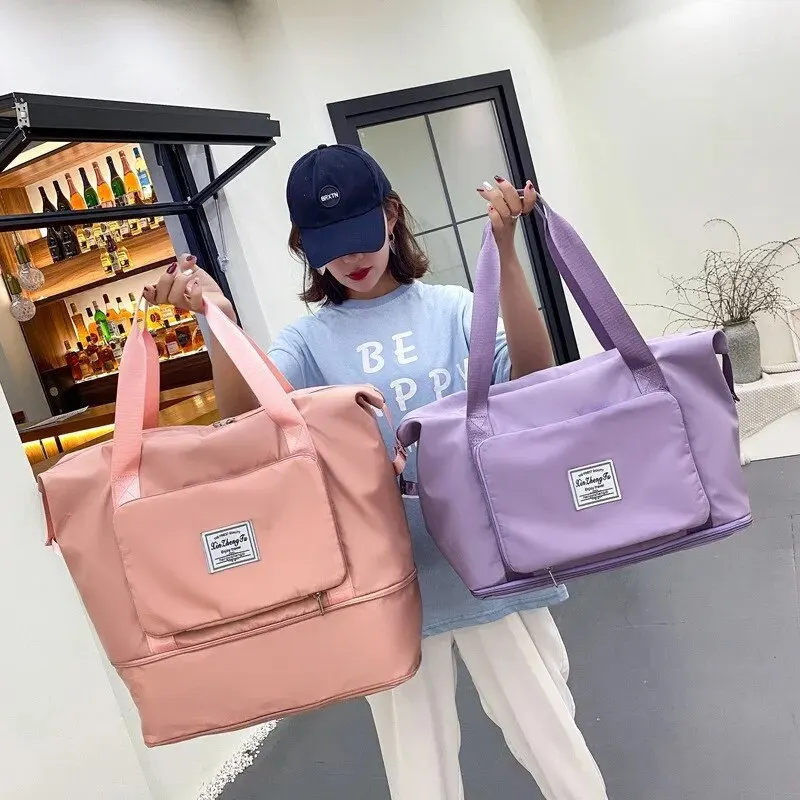 Imagen de Bolsa de Viaje Plegable para Mujer con Gran Capacidad – Equipaje Mediano Portátil Ideal para Viajes Cortos, Maternidad y Entrenamiento