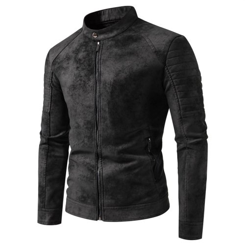 Immagine di Cappotto Uomo in Pelle Retro – Stile Coreano, Antivento e Traspirante