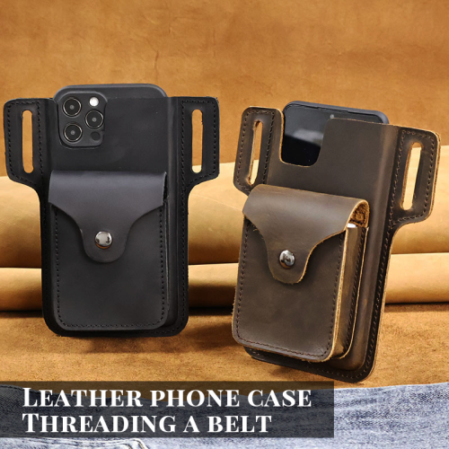 Image of Premium Genuine Leather Waist Pack for Men – Stylish Phone Holster Belt Case with Wallet & Cigarette Pocket, Perfect for Everyday Carry