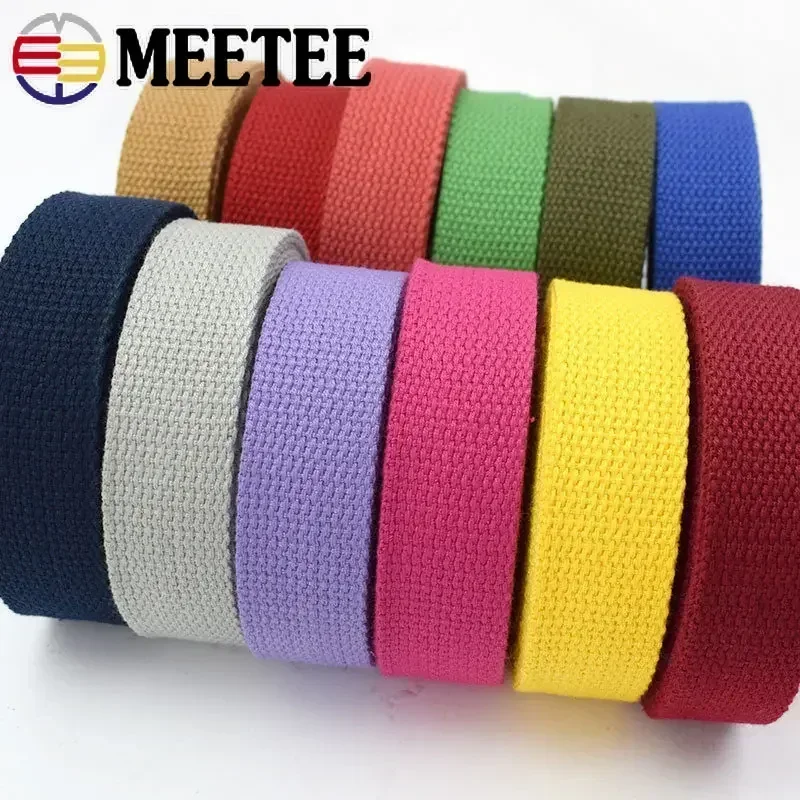 Image of 100% Natural Cotton Webbing Tape - 4m Length, 1.3mm Thick, 20-50mm Width for Backpack Straps, Garment Trim, DIY Sewing & Craft Projects