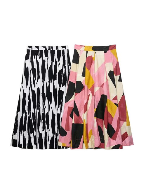 Image of 2025 Women's Summer Midi Skirt with Elegant Floral Print and Side Zipper – Stylish Streetwear for Everyday Elegance