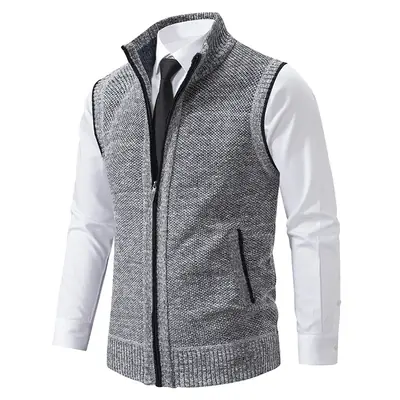 Image de Gilet Tricoté Homme Col Montant - Chaud & Élégant