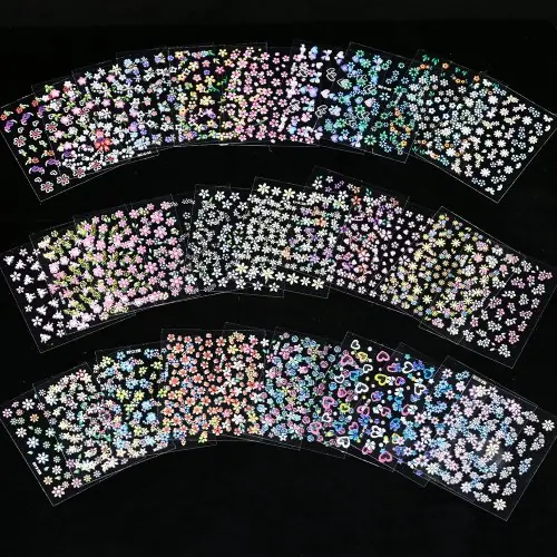 Image de Autocollants Ongles 3D Fleurs de Cerisier & Marguerites