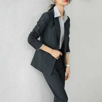 Image de Blazer Slim & Pantalon Femme - Tenue de Bureau Élégante 2 Pièces