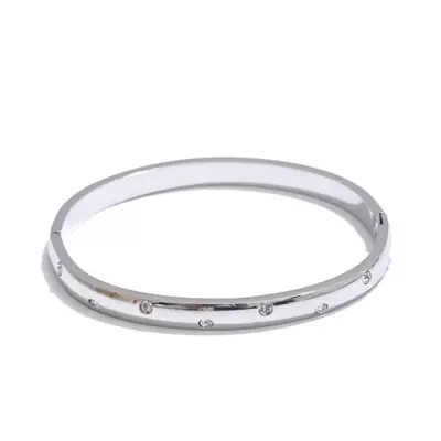 Image de Bracelet Femme en Acier Inoxydable avec Zircone Cubique - Élégant & Étanche