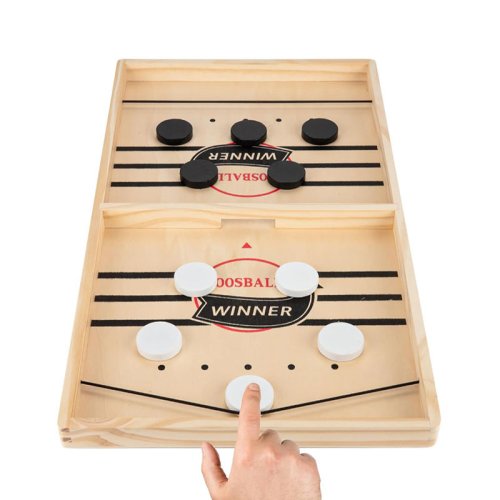Imagen de Juego de Mesa Multideporte de Madera: Billar, Futbolín, Hockey, Ajedrez y Catapulta – Juguete Interactivo Divertido y Competitivo para Padres e Hijos