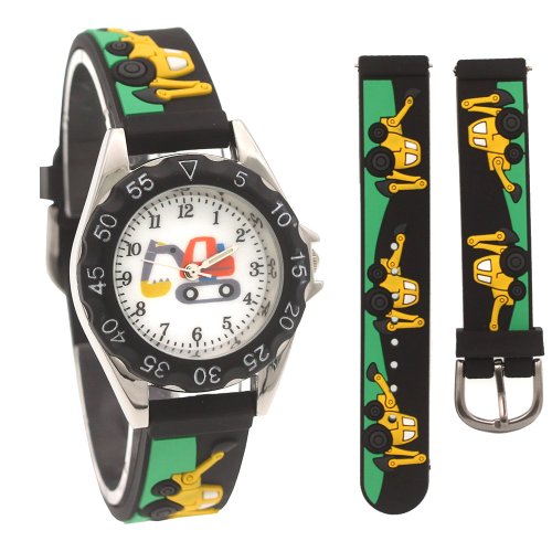 Immagine di Orologio per Bambini con Cinturino in Silicone - Design da Escavatore