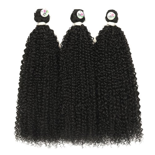 Image of Premium 28-inch Kinkly Curly Synthetic Hair Extensions – 100g per Bundle, Thick 300g Set for Women, Soft & Natural Looking Weave Bundles with Free Shipping