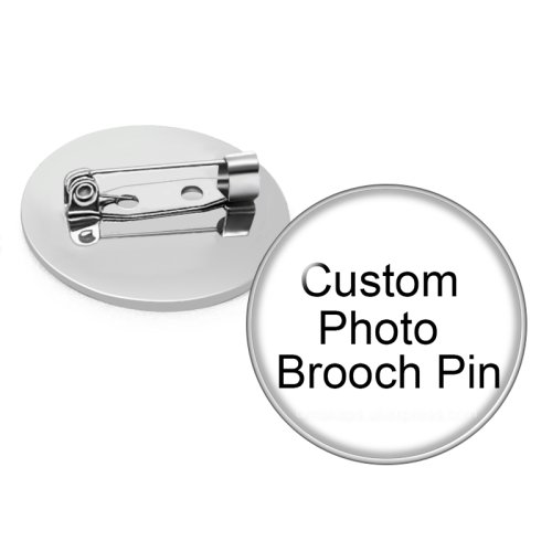 Image of Personalized Photo Custom Picture Brooches for Men and Women – Glass Cabochon Silver Plated Lapel Pin Badge, Backpack Accessory, Unique Gift
