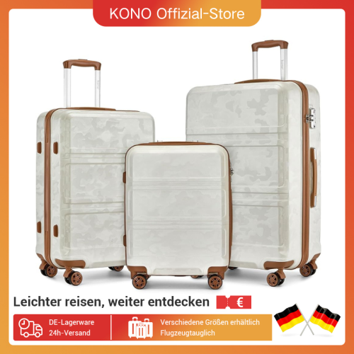 Afbeelding van Kono 3-delige lichtgewicht ABS koffer set met TSA-slot – robuuste handbagage voor reizen, praktisch en stijlvol