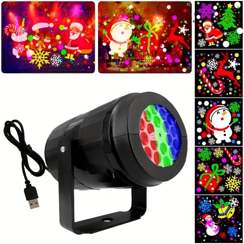 Proyector de Luz Láser Navideño con 16 Patrones de Copos de Nieve, Luces LED Giratorias Impermeables para Decoración de Escenario y Fiestas Invernales