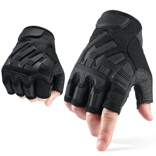 Image de Gants Tactiques Sans Doigts Homme - Anti-Dérapants & Respirants