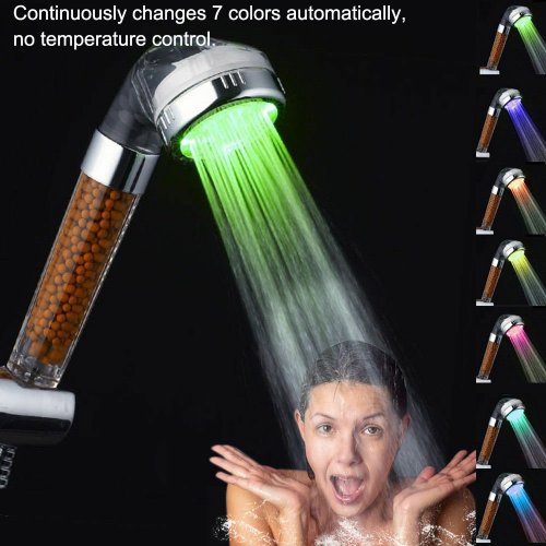 Immagine di Soffione Doccia LED con Sensore di Temperatura e Filtro Anionico