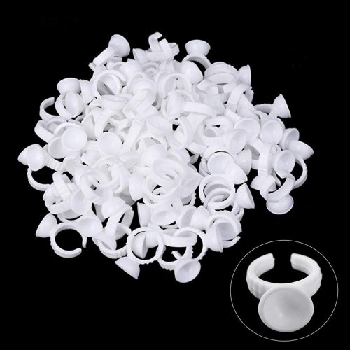 Afbeelding van 100 stuks wegwerp witte ring tattoo inkt cups voor permanente make-up en tatoeages – hygiënische pigment containers voor professionele tattoo artiesten